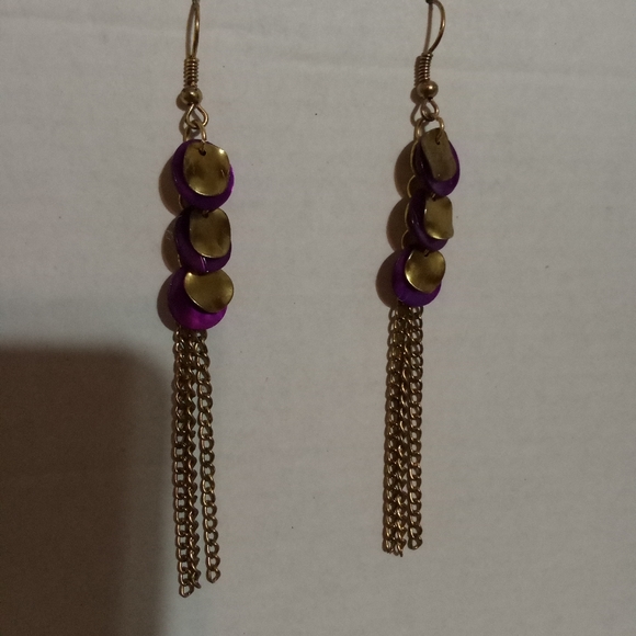 Gold dangle chain earrings - Picture 2 of 3
